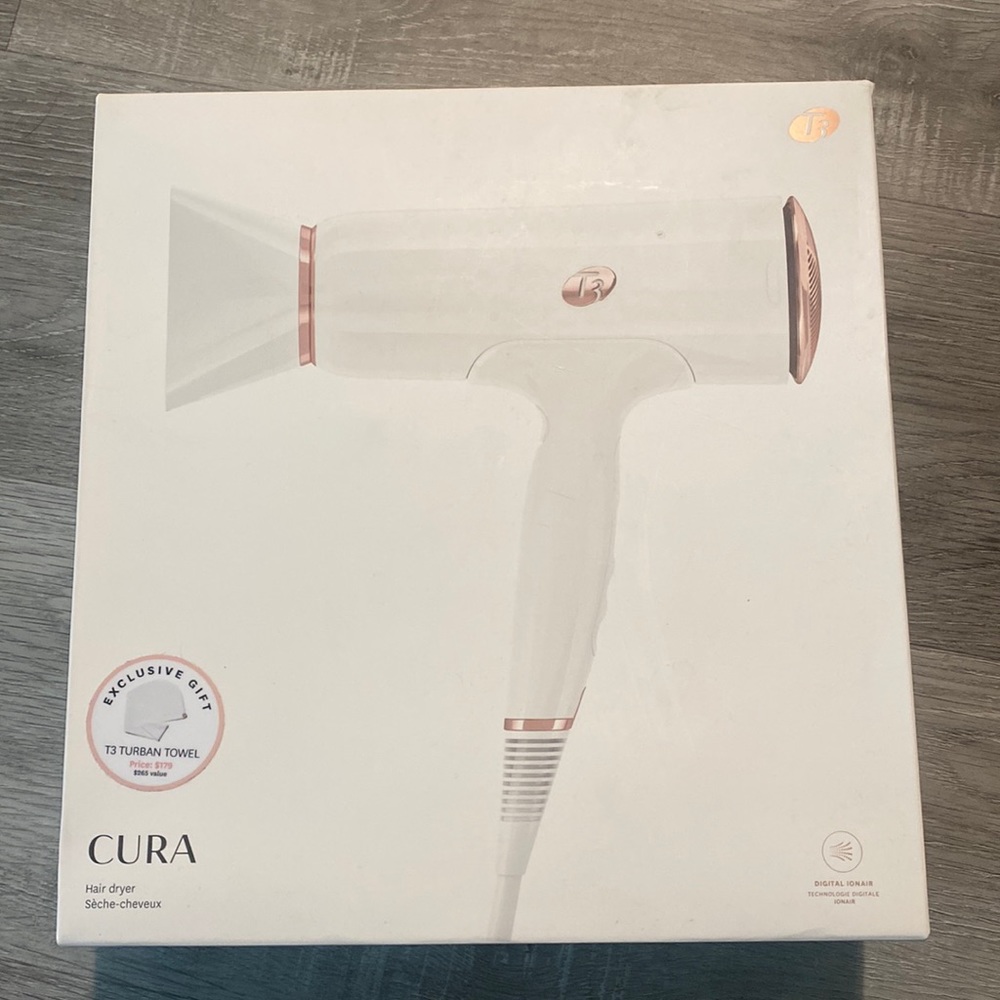 BRAND NEW white and rose gold CURA T3 hair dryer